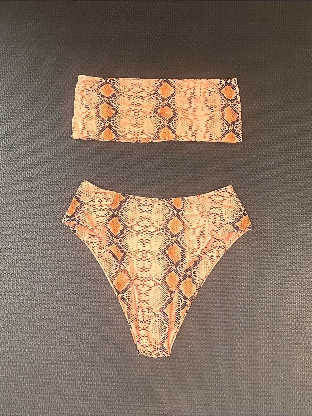High-Waist Strapless Snake Print Bikini Set
